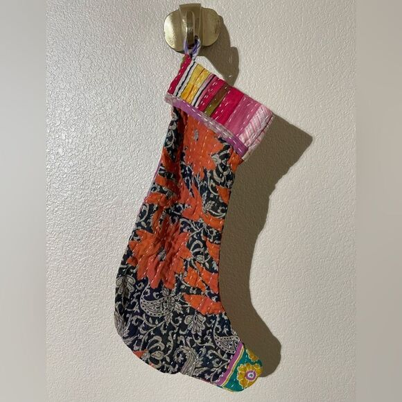 Colorful Kantha Christmas Stocking - Picture 2 of 3